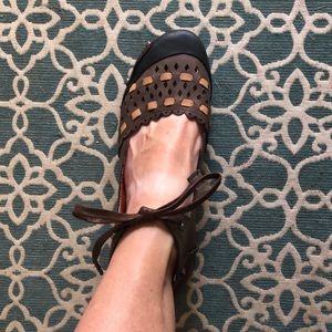 Dark brown vegan bootie sandal/mule